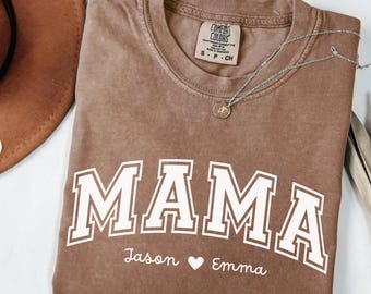 Comfort Colors Custom Mom Shirt, Personalized Mama Gift, Mother's Day Gift, Custom Name Shirt, Children Name Mom Shirt, Mom of Both T-Shirt