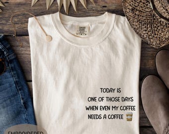 Comfort Colors Coffee Shirt, Funny Coffee Lover Gift, Espresso TShirt, Barista T-Shirt, Coffee Weather Tee, Coffee Icons Embroidered Shirts