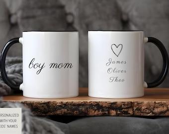 Taza para mamá primeriza, taza personalizada con nombres de niños, taza de café personalizada para mamá, regalo para mamá niño, regalo del Día de la Madre, taza con nombre personalizado para mamá