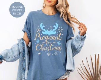 Christmas Pregnancy Announcement, Comfort Colors Christmas Tee, Pregnancy Reveal, Holiday Maternity Shirt, Pregnant Mom Gift, Pregnant Xmas