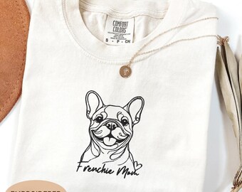 Besticktes Französische Bulldogge Shirt: Comfort Colors Frenchie Mom Tee