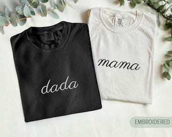 Camisetas para mamá y papá con colores cómodos, camisetas a juego para mamá y papá, regalo de Navidad, anuncio de embarazo, regalo para mamá primeriza, camiseta para papá primerizo, mamá papá