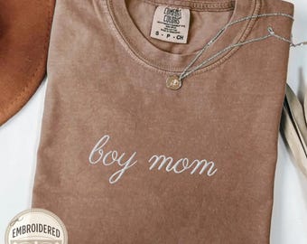 Boy Mom Embroidered Shirt, Boy Mama Shirts, Comfort Colors Mom T shirt, Busy and Comfy Mom Life Shirt, Mother's Day Gift, Gifts for Mom