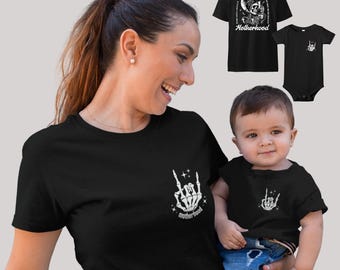 Motherhood Rock Skeleton Comfort Shirt, Skeleton Onesie, Rock and Roll Onesie, Rocking Motherhood Shirt, Some Days I Rock It, Mommy and Me