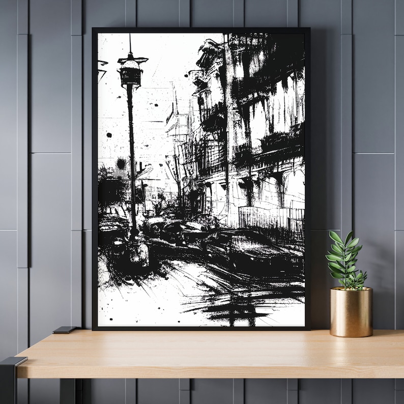 Abstract Art in Black and White Modern Wall Art Digital Wall Art