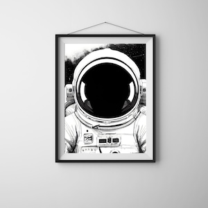 Astronaut Art, Space Poster Wall Art, Astronaut Poster Home Decor Art, Astronaut Photography, Modern Black and White Art, Digital Download