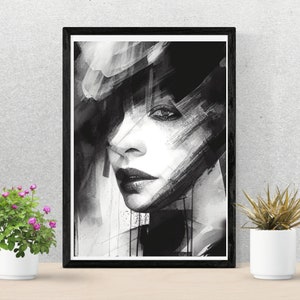 Abstract Black&White Woman | Minimalistic Artwork | Modern Wall Art | Printable Art | Home Decor | Modern Portrait Woman | Digital Download