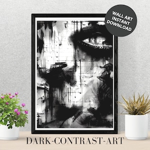 Abstract Black and White Art | Minimalistic Artwork | Modern Wall Art | Printable Art | Paint Black and White Home Decor | Digital Download