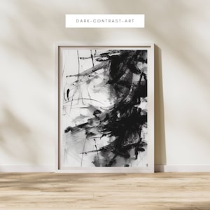 Modern Abstract Brush Strokes Black and White Printable Art, Abstract Print, Digital Wall Art, Minimalist Art, Home Decor Digital Download