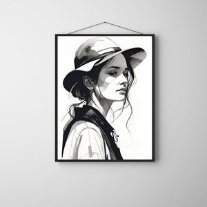 Black&White Women Wall Art Sad Art, Contemporary Arts, Modern Portrait Woman, Home Decor, Aesthetic Wall Art, Sad Girl, Digital Download