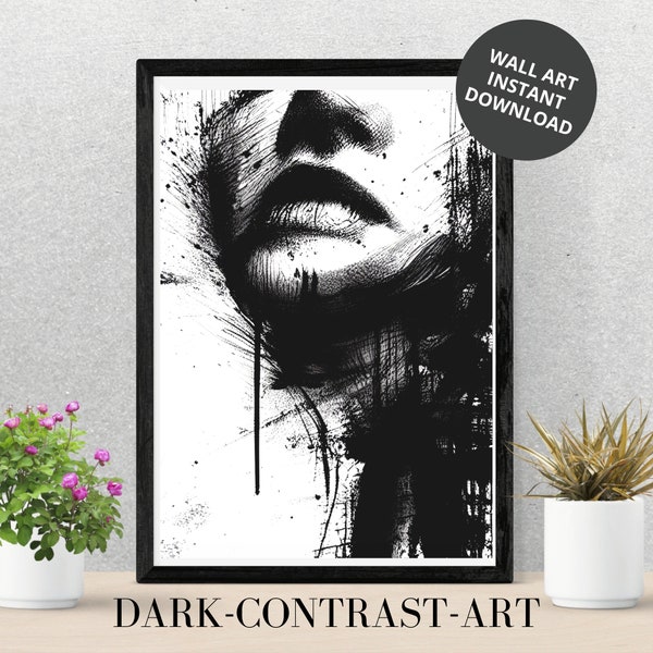 Abstract Black and White Art | Minimalistic Artwork | Modern Wall Art | Printable Art | Paint Black and White Home Decor | Digital Download