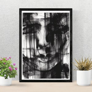 Abstract Black and White Art | Sad Art Wall Artwork | Modern Wall Art | Printable Art | Paint Black and White Home Decor | Digital Download