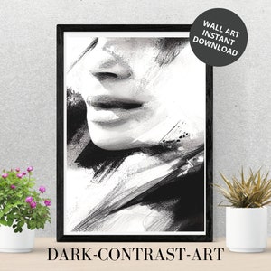 Abstract Black and White Art | Minimalistic Artwork | Modern Wall Art | Printable Art | Paint Black and White Home Decor | Digital Download