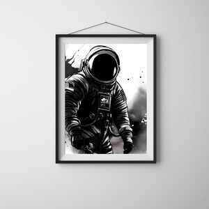 Astronaut Art, Space Poster Wall Art, Astronaut Poster Home Decor Art, Astronaut Photography, Modern Black and White Art, Digital Download