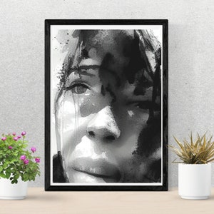 Abstract Black&White Woman Wall Art | Sad Artwork | Modern Wall Art | Printable Art | Home Decor | Modern Portrait Woman | Digital Download