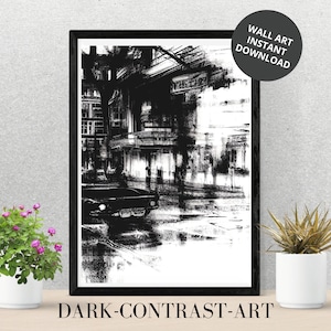 Black & White Abstract Art | Minimalistic Artwork | Digital Wall Art | Printable Art | Digital Black and White Home Decor | Digital Download