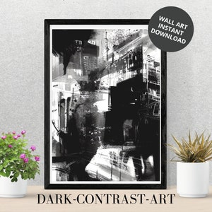 Black & White Abstract Art | Minimalistic Artwork | Digital Wall Art | Printable Art | Digital Black and White Home Decor | Digital Download