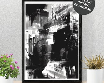 Black & White Abstract Art | Minimalistic Artwork | Digital Wall Art | Printable Art | Digital Black and White Home Decor | Digital Download