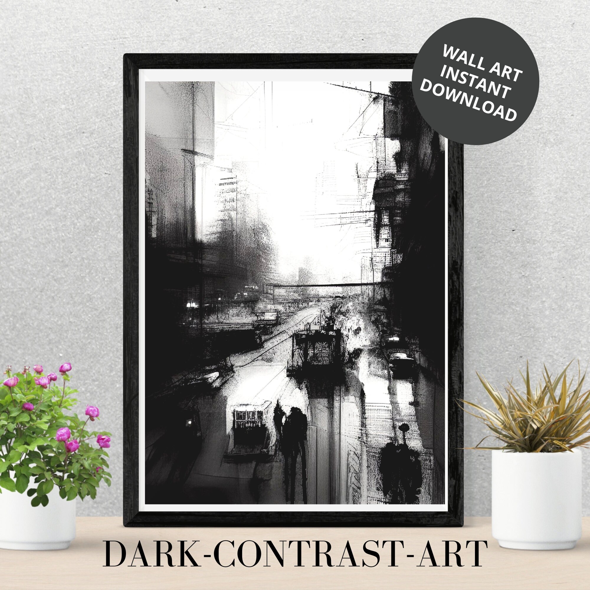 Black and White Art | Modern Wall Art | Digital Poster | Printable Art | Digital Abstract Home Decor | Contemporary Art | Digital Download