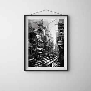 Cityscape Wall Art, Modern Poster Home Decor Art, Black Photography, City Wall Art Modern Black and White Art, Digital Download