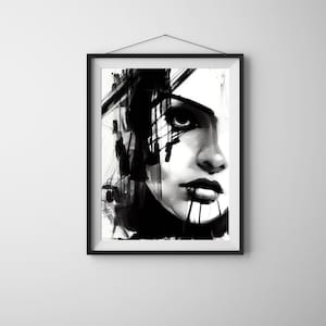 Aesthetic Artwork, Sad Art, Black & White Wall Art, Contemporary Arts, Surreal Home Decor, Aesthetic Wall Art, Sad Girl, Digital Download
