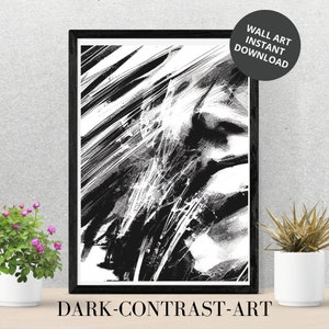 Abstract Black and White Art | Minimalistic Artwork | Modern Wall Art | Printable Art | Paint Black and White Home Decor | Digital Download