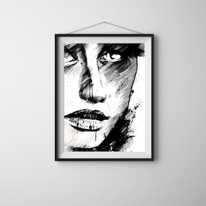Black & White Wall Art, Aesthetic Artwork, Sad Art, Contemporary Arts, Surreal Home Decor, Aesthetic Wall Art, Sad Girl, Digital Download