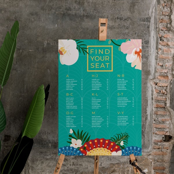 Hawaiian Seating Chart Template Etsy