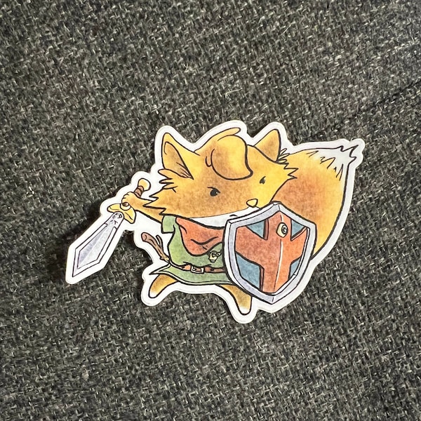 STICKER - Tunic Fox with Shield, Ready to Defeat Rudelings and Baby Slorms