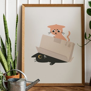 Two cats playing - Printable Wall Art, Digital Download Wall Art, Stylish Picture, Nursery Decor