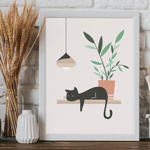 Cute kitten sleeps on the shelf - Printable Wall Art, Digital Download Wall Art, Stylish Picture, Nursery Decor