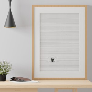 A little cat among the vertical lines - Printable Wall Art, Digital Download Wall Art, Stylish Picture, Nursery Decor