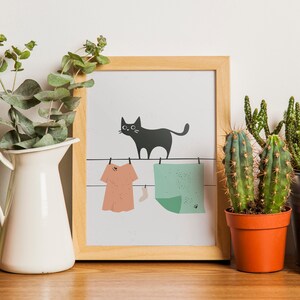 Cat walking on the line - Printable Wall Art, Digital Download Wall Art, Stylish Picture, Nursery Decor