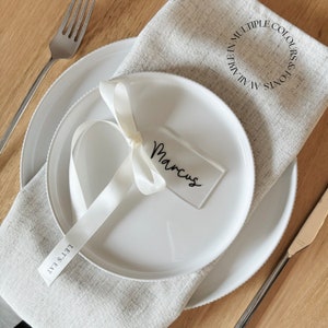 Arch Acrylic Wedding Place Settings with Ivory Satin Ribbon Bow - Elegant Event Table Decor for Weddings & Parties