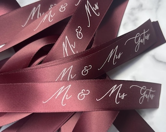 Fiocco personalizzato per segnaposto / Etichette per bevande da matrimonio / Nastro personalizzato con nome per bicchieri / Segnaposto con fiocco / Nastri con nome per matrimonio