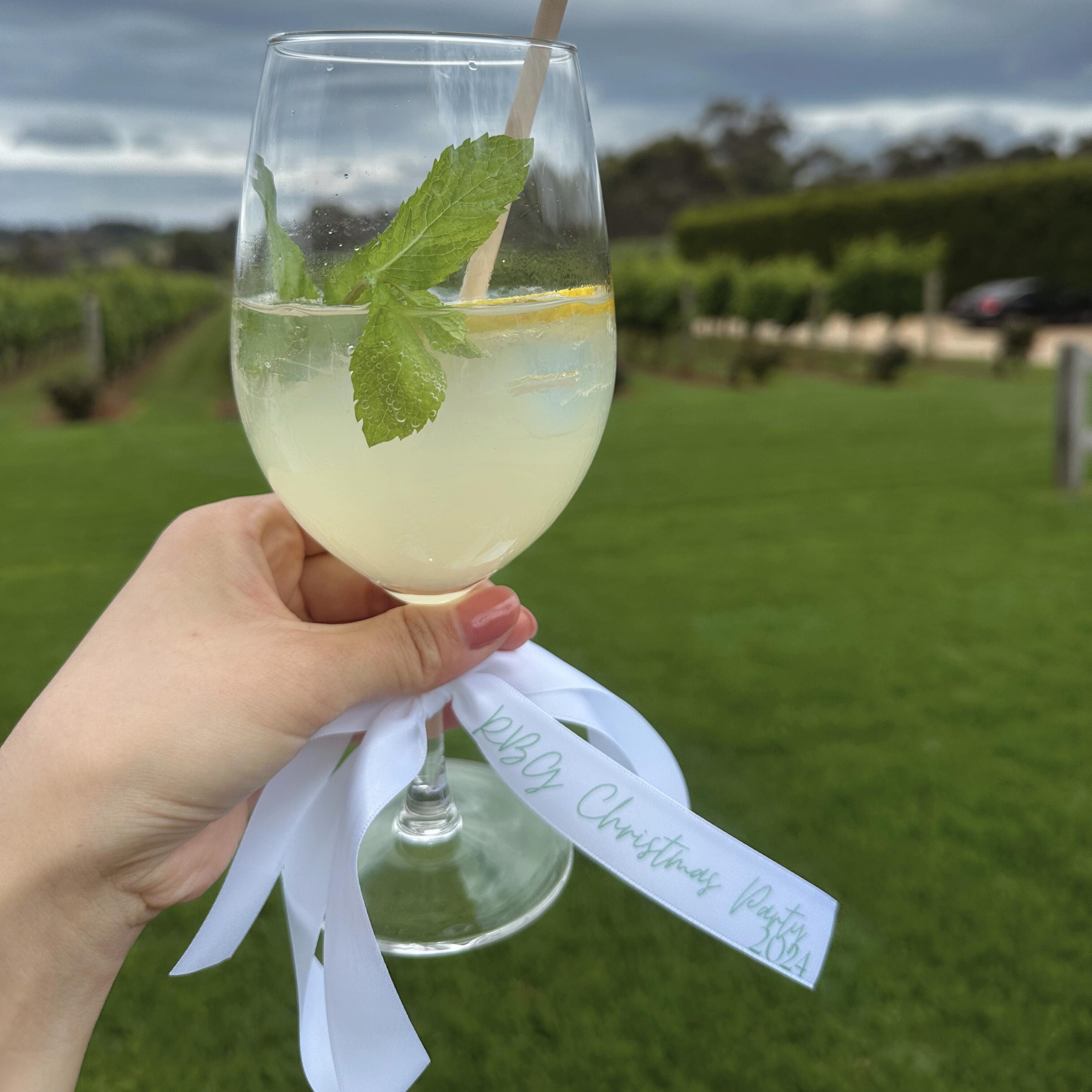 Wedding Place Setting Bow and Drink Tags - Printed Ribbon Name Settings for Modern Decor - Printed Satin Ribbon Place Cards and Drink Tags