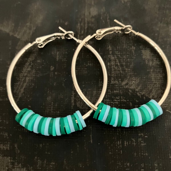 Ocean blue Hoop Earrings