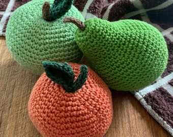 Pear, Apple & Orange Crochet Pattern PDF  - Apple Orange Pear - Play Food - **Pattern Only** Amigurumi Tutorial