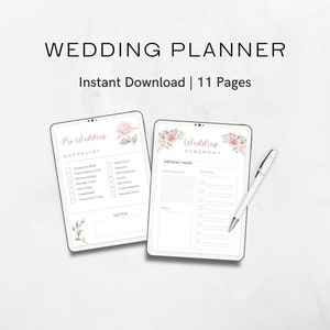 Wedding Planner Printable Wedding Tracker Wedding Planning Pages Wedding tracking Wedding Planner Template