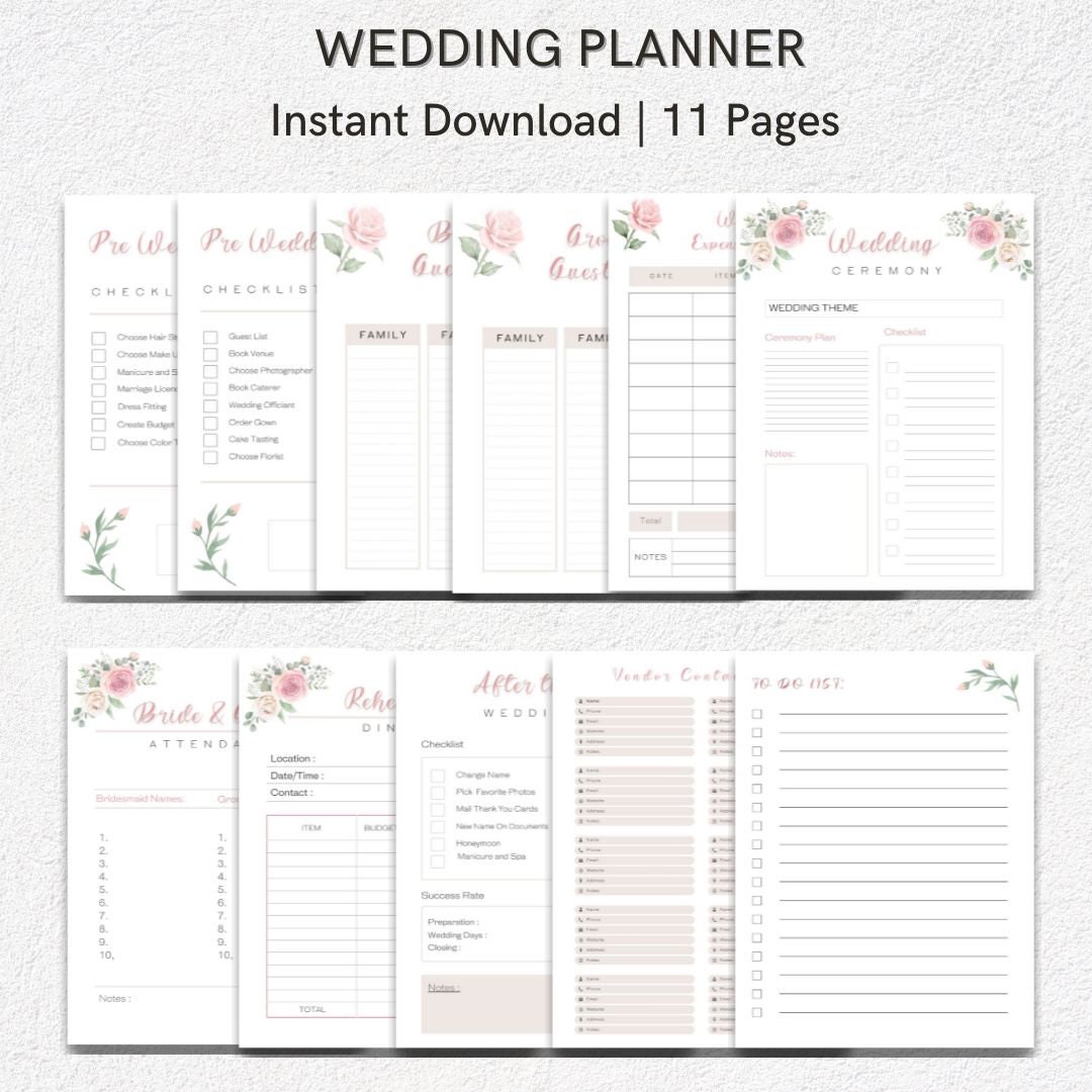 Wedding Planner Printable Wedding Tracker Wedding Planning Pages Wedding Planner Printable Wedding Tracker Wedding Planning Pages