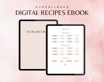Digital Recipe Book, Recipe Journal, Digital Cookbook, Digital Meal Planner, Recipe Book Template, GoodNotes iPad Planner, Recipe Card
