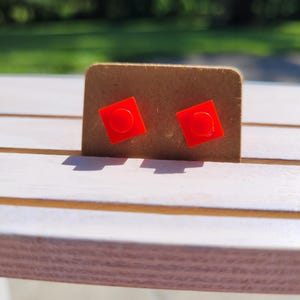 Red Building Block Stud Earrings
