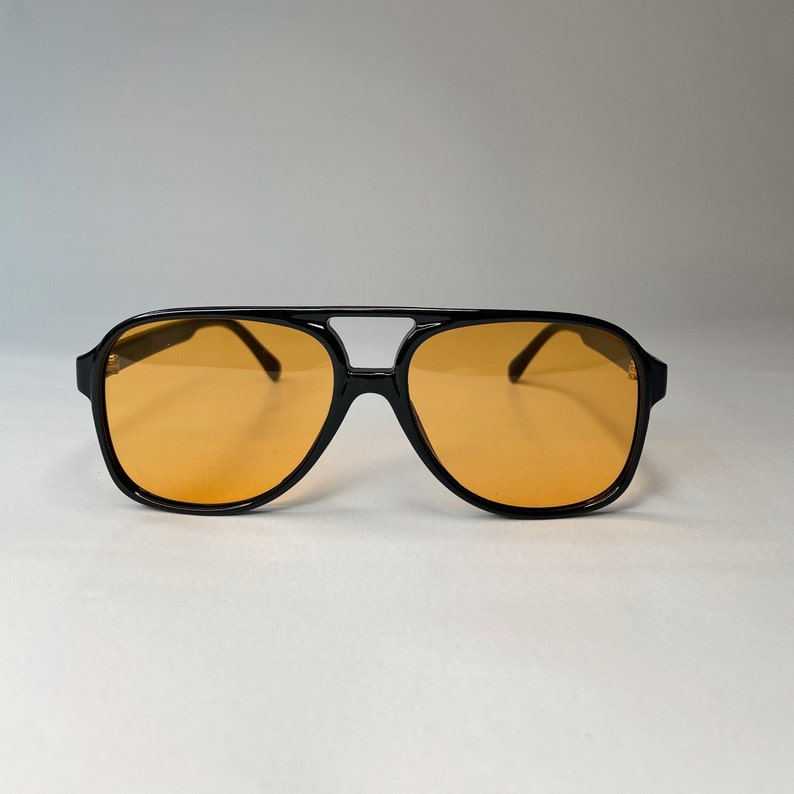 Retro pilot sunglasses Sunglasses with colorful lenses Trendy glasses for men & women Yellow and brown lenses image 4