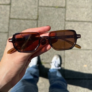 Vintage Inspired Slim Sunglasses | Retro Rectangular Sunglasses | Classic glasses for men & women | Brown