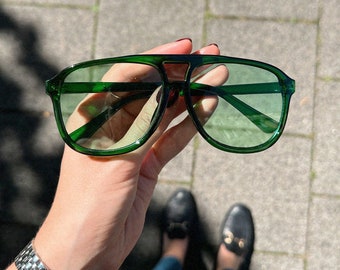 Retro Pilot Sunglasses | Glasses with colorful glasses | Trend glasses for men & women | Green glasses