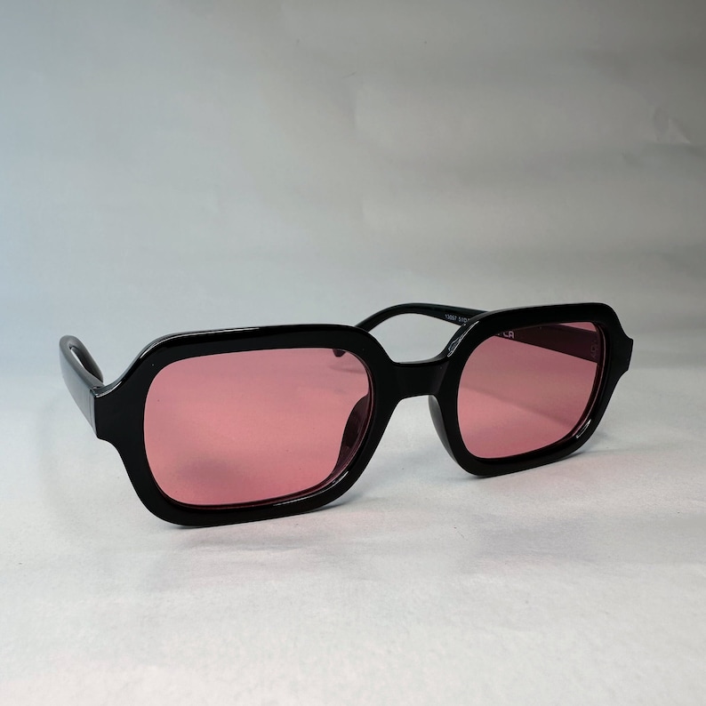 Retro sunglasses with colorful lenses Unisex sunglasses Festivals, parties, raves Pink and orange image 3