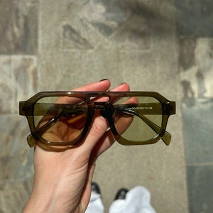 Square Retro Aviator Sunglasses | Transparent Glasses With Square Retro Aviator Sunglasses | Transparent Glasses With