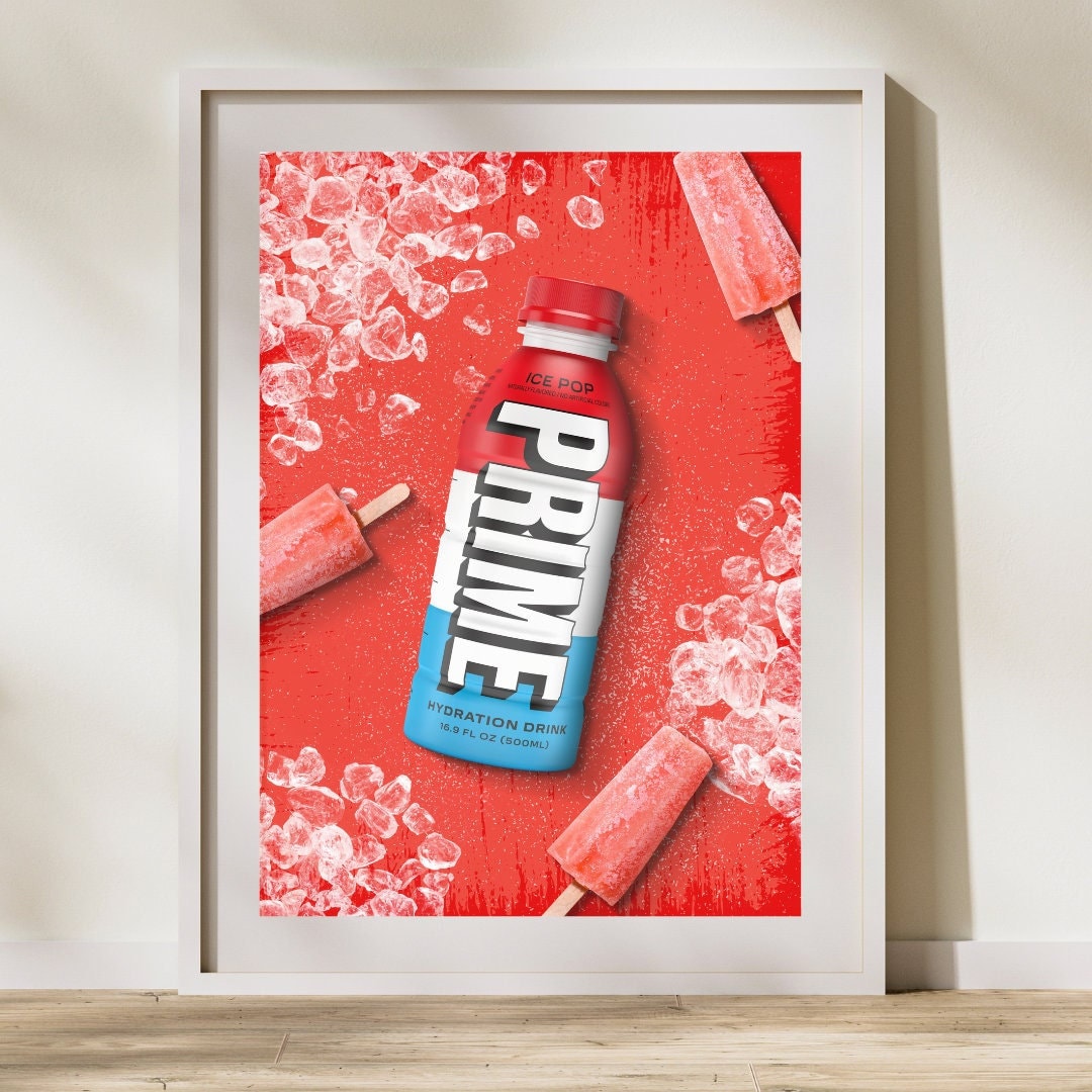 Prime Hydration Drink Wall Art Ice Pop, Home Decor, Kids Gift, KSI