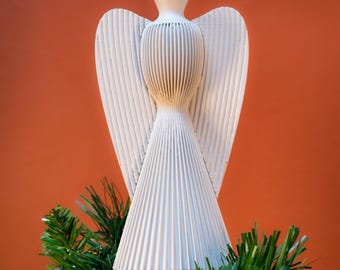 Angel Tree Topper Modern Festive Christmas Decoration - 3d Printed/Hand painted Tree Top Ornament