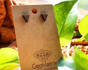 Triangle Stud Earrings Minimalist Wooden –Geometric Boho Jewelry, Natural Wood Earrings